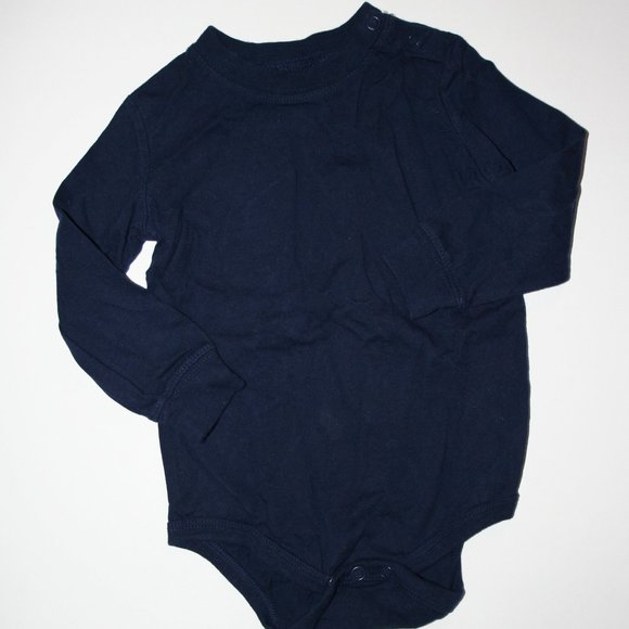18-24M Boy Cotton Onesie Long Sleeve Navy Blue - Picture 1 of 7